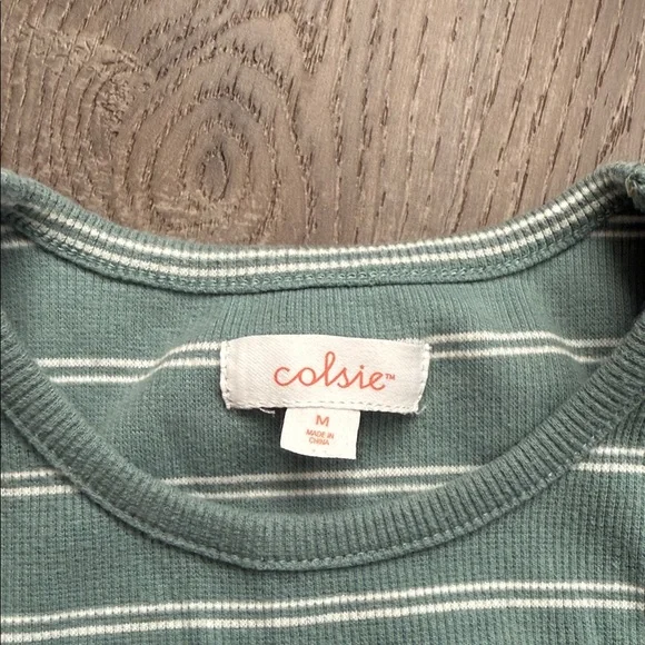 Colsie Teal Striped Pajama Set Medium - Picture 5 of 8